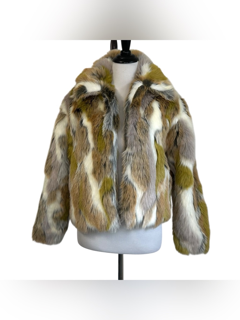 Wild Fable Womens Faux Fur Coat Sz XS Multicolor Retro NEW